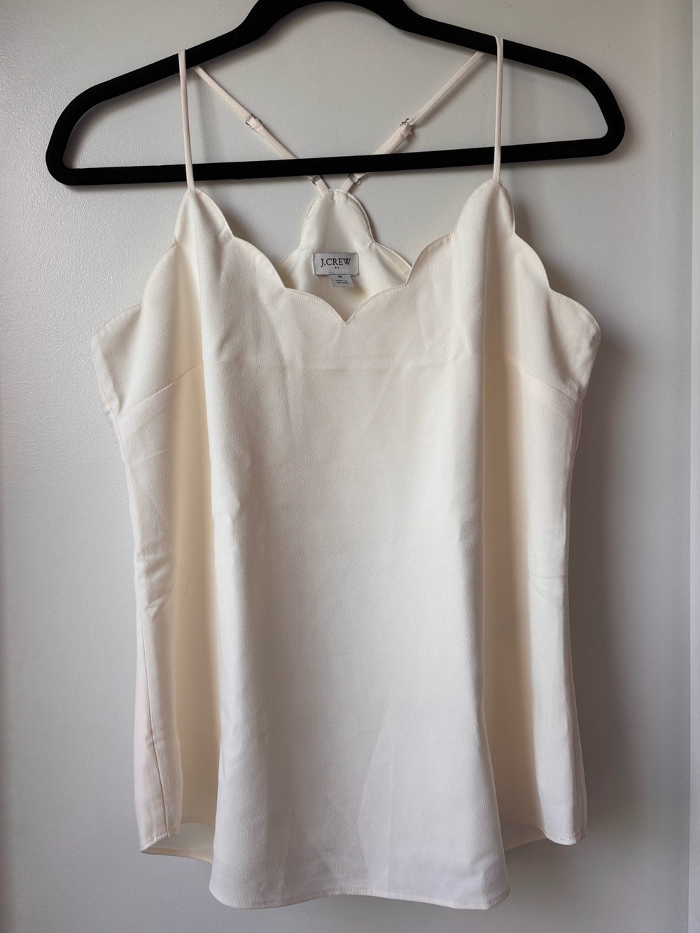 J. Crew Ivory Scalloped Edge Cami Tank Size 4